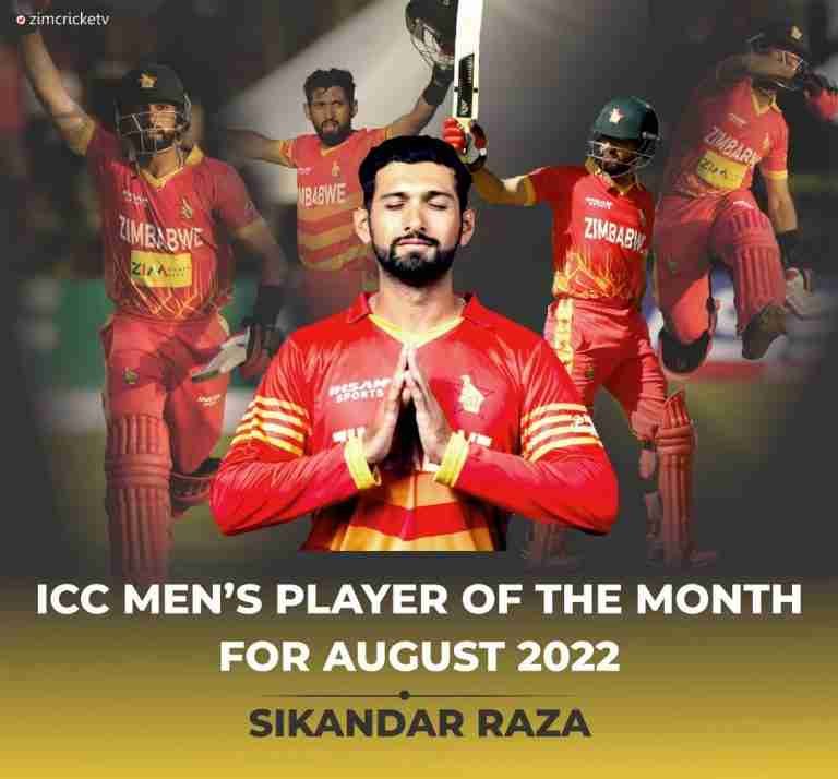 Raza humbled to become first Zimbabwean to win ICC Men’s Player of the Month award 