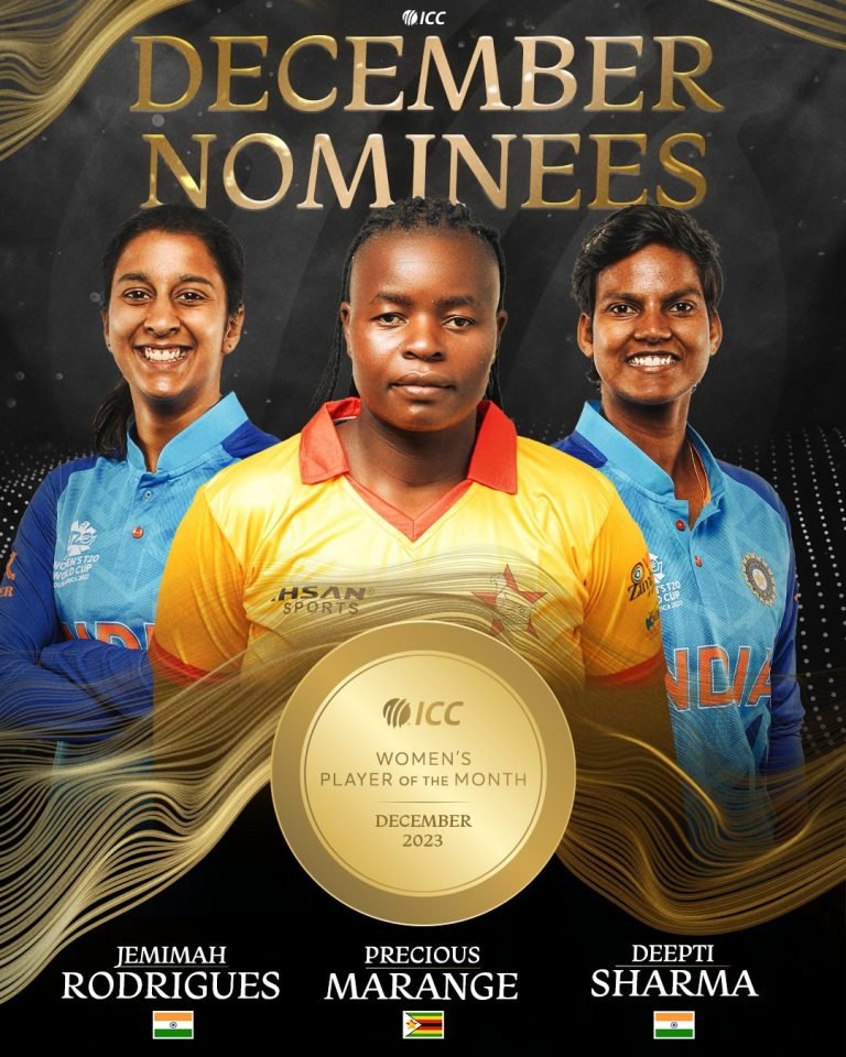 Marange nominated for ICC Player of the Month Award