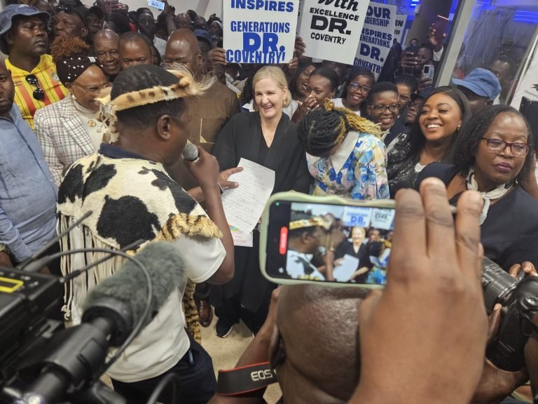 Newly elected IOC President Kirsty Coventry celebrated on return home to Zimbabwe